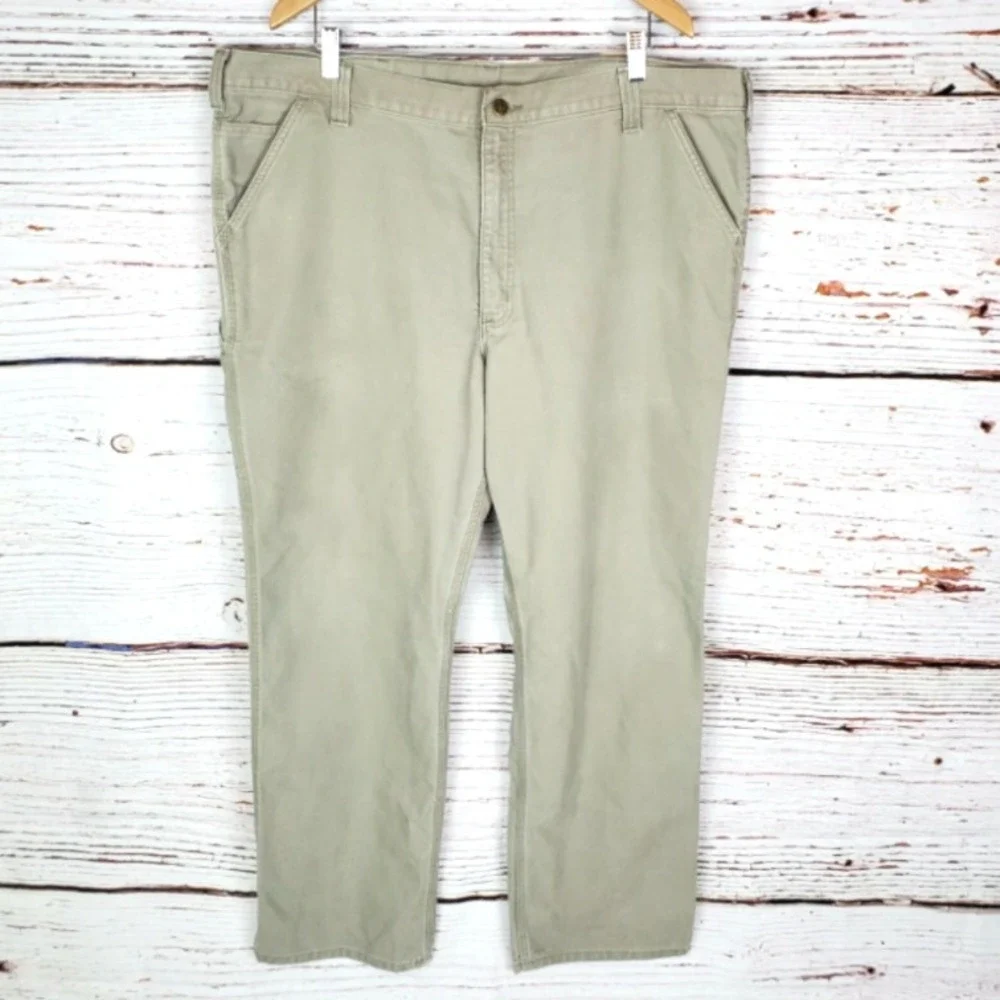 Carhartt Canvas Work Dungaree Carpenter Pants Men's‎ 42x32 Beige